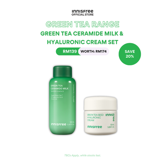 Green Tea Ceramide Milk & Cream Set [Hyaluronic Cream]