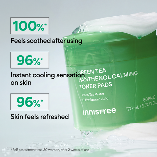 Green Tea Panthenol Calming Toner Pads